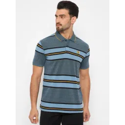 Duke Blue Blended Slim Fit Striped Polo T-Shirt-picture-46