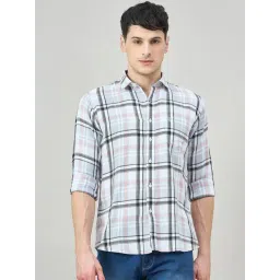 DUKE Blue Cotton Slim Fit Checks Shirt-picture-29