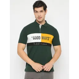 Duke Bottle Green Slim Fit Colour Block Polo T-Shirt-picture-36