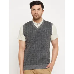 Duke Checked V-Neck Acrylic Sweater Vest-picture-22