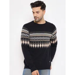 Duke Geometric Self Design Long Sleeves Acrylic Pullover Sweater-picture-23