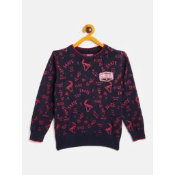 Duke Kids Navy Printed Full Sleeves Sweater-picture-25