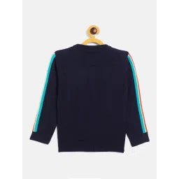 Duke Kids Navy Solid Full Sleeves Sweater image 2