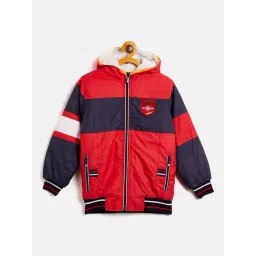 Duke Kids Red & Navy Color Block Full Sleeves Jacket-picture-33