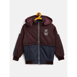 Duke Kids Wine & Navy Color Block Full Sleeves Jacket-picture-37
