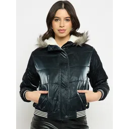 Duke Long Sleeves Faux Fur Trim Hood Puffer Jacket image 1