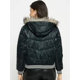 Duke Long Sleeves Faux Fur Trim Hood Puffer Jacket image 5