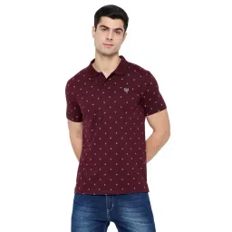 Duke Maroon Blended Slim Fit Printed Polo T-Shirt-picture-28