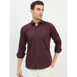 Duke Maroon Blended Slim Fit Solid Shirt-picture-29