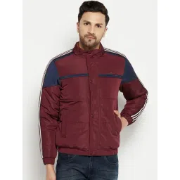 Duke Maroon Slim Fit Striped Quilted Jacket-picture-13