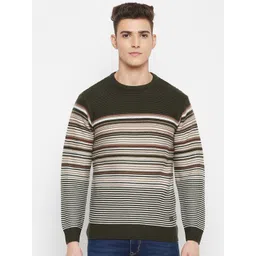 Duke Men Black & Maroon Striped Pullover-picture-29