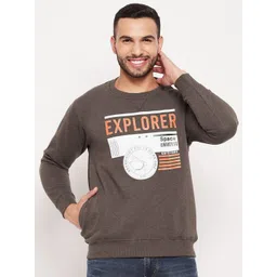 Duke Men Brown Printed Fleece Sweatshirt-picture-29