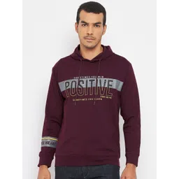 Duke Men Burgundy Printed Fleece Hooded Sweatshirt-picture-37