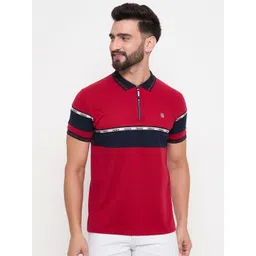 Duke Men Colourblocked Polo Collar Cotton Slim Fit T-shirt-picture-40