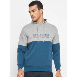 Duke Men Grey & Blue Colourblocked Sweatshirt-picture-24