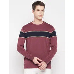 Duke Men Maroon & Black Colourblocked Colourblocked Pullover-picture-39