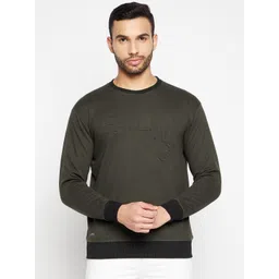 Duke Men Olive Green Fleece Sweatshirt-picture-17