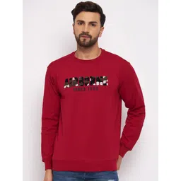 Duke Men Red Printed Fleece Sweatshirt-picture-37