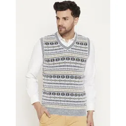 duke Men Self Design V Neck Blue Sweater-picture-27