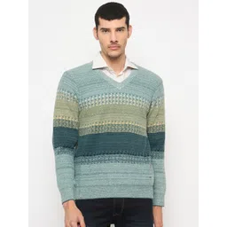 duke Men Self Design V Neck Multicolor Sweater-picture-18