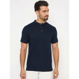 Duke Men Solid Mandarin Collar Cotton Slim Fit T-shirt-image-24