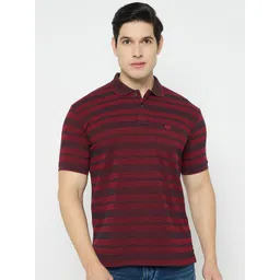 Duke Men Striped Polo Collar Cotton T-shirt-picture-29