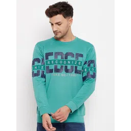 Duke Men Turquoise Blue Printed Fleece Sweatshirt-picture-10