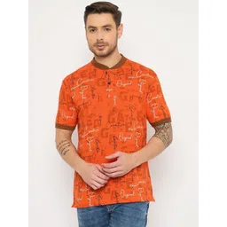 Duke Men Typography Printed Henley Neck Cotton Slim Fit T-shirt-picture-35