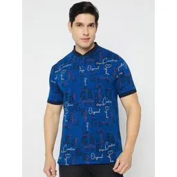 Duke Men Typography Printed Mandarin Collar Cotton Slim Fit T-shirt-picture-33