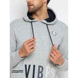 Duke Mid Grey Regular Fit Printed Hooded Sweatshirt image 4