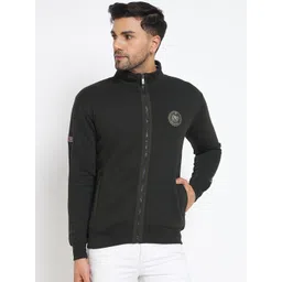 Duke Mock Collar Ribbed Hem Fleece Front Open Sweatshirt-picture-20