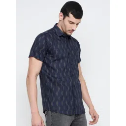 Duke Navy Blended Slim Fit Printed Shirt image 4