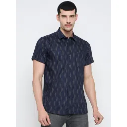 Duke Navy Blended Slim Fit Printed Shirt image 1
