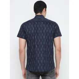 Duke Navy Blended Slim Fit Printed Shirt image 2