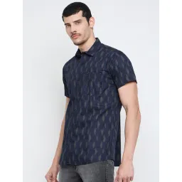 Duke Navy Blended Slim Fit Printed Shirt image 3