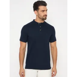 Duke Navy Blended Slim Fit Solid T-Shirt-picture-13