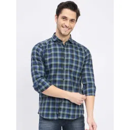 Duke Navy Cotton Slim Fit Checks Shirt-picture-40