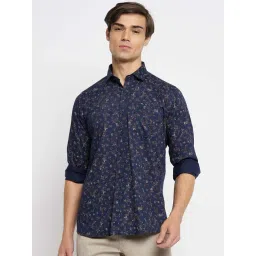 Duke Navy Cotton Slim Fit Printed Shirt-picture-41