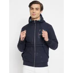 Duke Navy Slim Fit Printed Hooded Jacket-picture-34