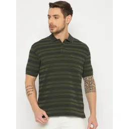 Duke Olive Regular Fit Striped Polo T-Shirt-picture-25