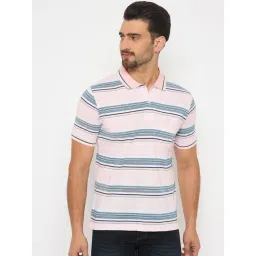 Duke Pink Blended Regular Fit Striped Polo T-Shirt-picture-43