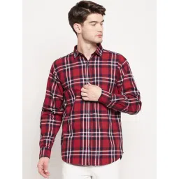 Duke Red Cotton Slim Fit Checks Shirt-picture-15