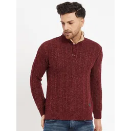 Duke Self Design Cable Knit Mock Collar Pullover-picture-19