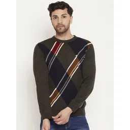 Duke Striped Round Neck Acrylic Pullover-picture-10