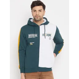 Duke Teal Regular Fit Colour Block Hooded Sweatshirt-picture-31