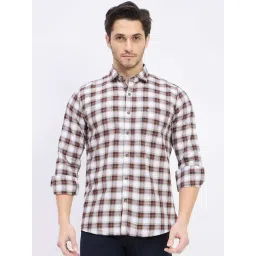 Duke White & Brown Cotton Slim Fit Checks Shirt-picture-25