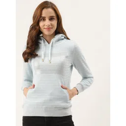 Duke Women Blue & Silver Striped Hooded Sweatshirt-picture-26