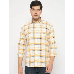 Duke Yellow Blended Slim Fit Checkered Shirt-picture-34