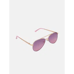 DukieKooky Unisex Kids Purple Lens & Gold-Toned Aviator Sunglasses with image 5