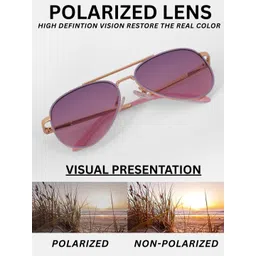 DukieKooky Unisex Kids Purple Lens & Gold-Toned Aviator Sunglasses with image 2